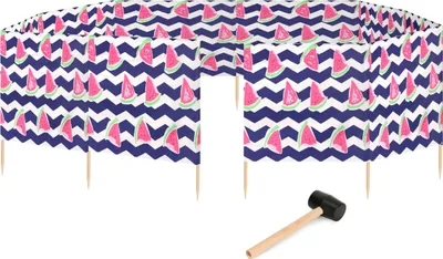 Produktbild von Garronda Strand Windschutz Sichtschutz 15m lang plus Gummihammer GAEX001 (Wassermelone-2, 15 m)
