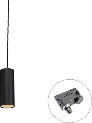 Produktbild von QAZQA Professional - Modern Design-Pendelleuchte I Pendellampe I Hängelampe I Pendellampe I Pendelleuchte I Lampe I Leuchte Schwarz inkl. Schienenadapter 3-Phasen - 3-Phasen Tubo I Wohnzimmer I Schlaf