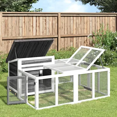 Obrázok produktu pre vidaXL Králikáreň Grey 144x123x67,5 cm Masívne borovicové drevo