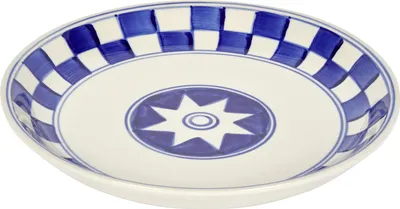 Produktbild von Küchenkaro Speiseteller Keramik, handgemalt creme/blau, D 26 cm, H 3,5 cm