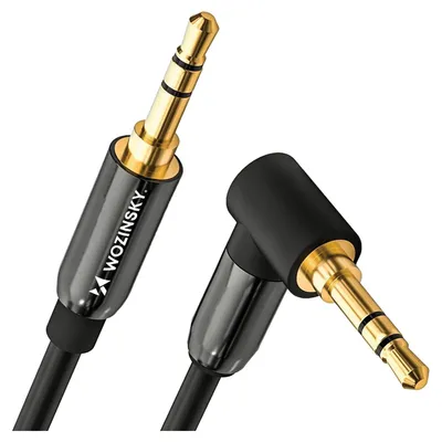 Produktbild von Wozinsky AUX-Kabel, abgewinkelt (Stecker-Stecker), Mini-Klinkenstecker, 2 m, Schwarz