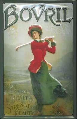 Produktbild von Blechschild Bovril Golf Lady Frau Golferin retro Schild Nostalgieschild