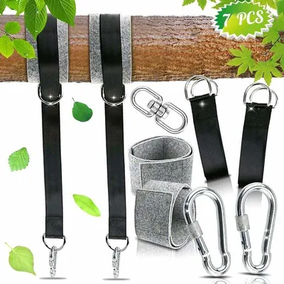 Produktbild von Hängemattengurt, Aufhängegurt, Hochwertige Aufhängegurte für Hängematte und Gartenschaukel, Max. Belastung 1000kg (Schwarz)