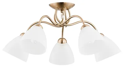 Produktbild von Deckenlampe Metall Glas E27 B: 61 cm in Messing Weiß Modern