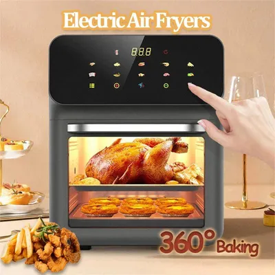 Produktbild von Heißluftfritteuse - 12 Liter - 1350 Watt - LED-Touchscreen und Sichtfenster - Schwarz
