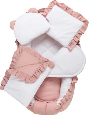 Produktbild von Pastel Pink 5-teiliges Set Comfort - Babynest, Schlafbereich, Randbreite, Kissen, Decke, Matratze