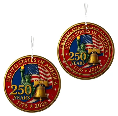 Produktbild von 1/2 Stück Acryl-Hängedekoration zum 250. Jahrestag der Vereinigten Staaten, US-Flagge, rund, für Zuhause, Garten oder Schreibtisch