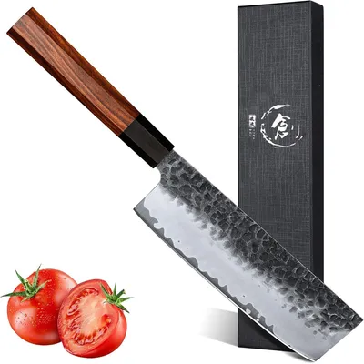 Nakiri Gemüsemesser 18 cm – handgeschmiedet, Holzgriff, Geschenkbox