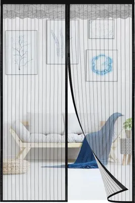 Produktbild von TolleTour 90 x 210 cm Magnet Fliegengitter Tür Vorhang für Holz, Eisen, Aluminium Türen und Balkon. Einfache Installation Schwarz