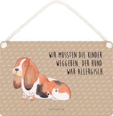 Produktbild von Mr. & Mrs. Panda Schild Hund Basset Hound DIN A5 - Hundeglück - Geschenk, Sprüche, Wandbild Holz, Niedlich, Holzschild, Lustig, hängeschild, Türschild