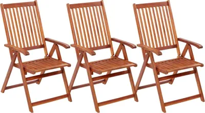 Image de The Living Store Chaises de jardin pliantes 3 pcs. Bois massif acacia