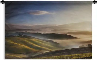 Produktbild von MuchoWow® Wandteppich Wandbehang Toskana - Nebel - Landschaft 60x40 cm Tapisserie Dekoration Wandtuch - Wanddekorationen