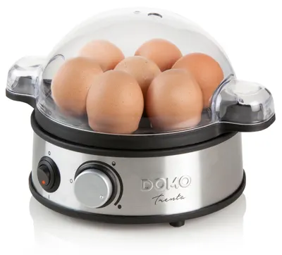 Obrázek produktu pro Domo DO9142EK, 7 vajec, Nerezová ocel, Tvrdý, Měkké, Černá, Nerezová ocel, Průhledná