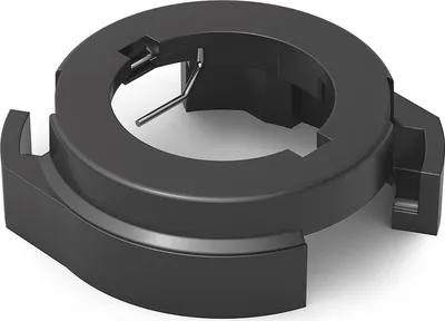 A black adapter ring for a car headlight.