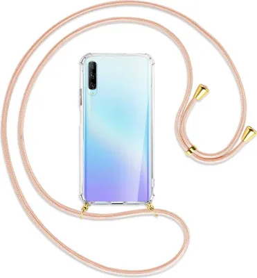 Produktbild von Handykette Backcover-Schutzhülle mit Band (Metall goldfarben) für Huawei P Smart Pro 2019 - rose peach