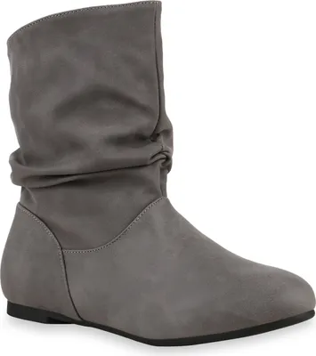Produktbild von Mytrendshoe Damen Schlupfstiefel Stiefeletten Bequeme Schuhe 812208, Farbe: Grau, Größe: 36