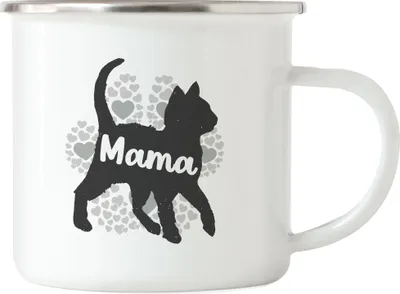Produktbild von Katzen Mama Emaille-Tasse Katzenbesitzer Katzenmama Geschenk Katzenliebhaber Katzenbesitzer Katzen Muttertag Kaffeetasse