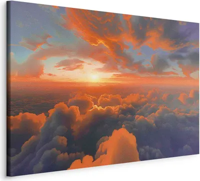 Produktbild von Italienischer Leinwand Leinwandbild - When Dawn Tickles the Clouds: A Spectacle of Colors on the Morning Sky 90x60 cm Muster b-H-10038-b-a