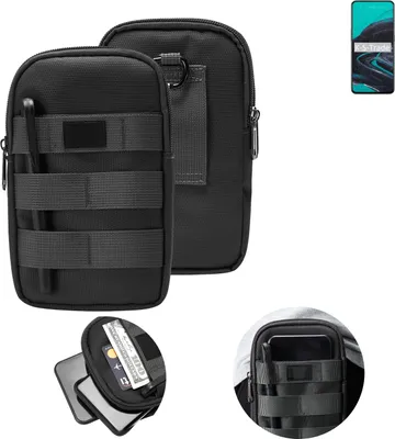 Produktbild von K-S-Trade Holster Gürtel Tasche kompatibel mit Oppo Reno2 Handy Tasche Schutz Hülle dunkel-grau viele Fächer, 1x