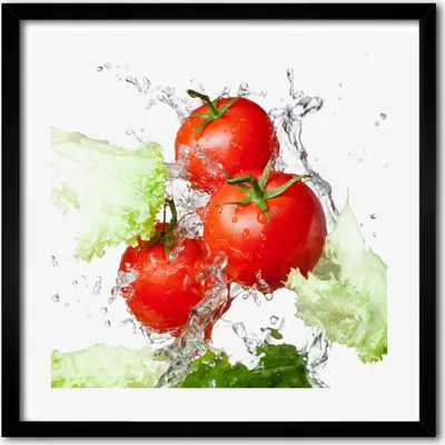 Produktbild von Bild - 50 cm x 50 cm - MDF - Rahmen, Wandkunst - Tomaten und Salat