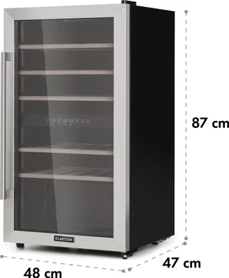 Produktbild von Klarstein Weinkühlschrank, Getränkekühlschrank Schmal, Kühlschrank mit Glastür, Getränkekühlschränke Freistehend, Weinkühlschrank Klein, Weinkühlschränke 2 Zonen, UV-Schutz, 5-22 °C, 29 Flaschen