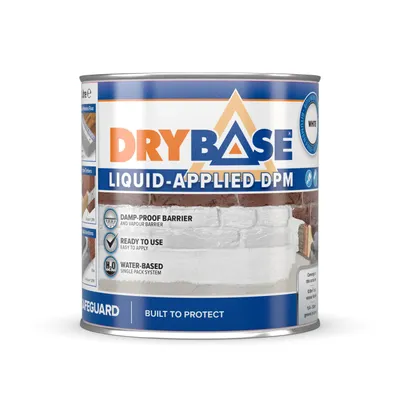 Immagine prodotto di Drybase Rivestimento Impermeabile Liquido 1L Bianco – Guaina a membrana per pareti e pavimenti interni, senza bitume, copertura 1m²