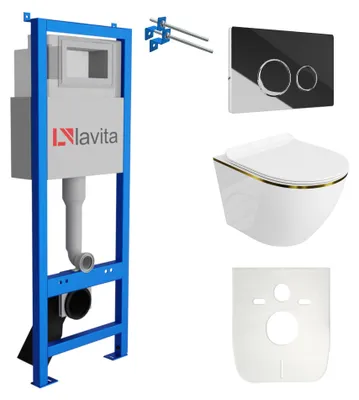 Produktbild von LAVITA WC-Set SOFI SLIM GOLD LINE LAV 101 LAV 200.4.2 spülrandlos Chrom