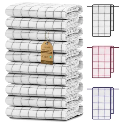 Immagine prodotto di Set di 10 strofinacci da cucina, 50x70 cm – 100% cotone, assorbenti e resistenti – Grigio antracite