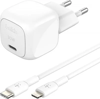 Produktbild von Belkin 30W USB-C Ladegerät PD und PPS inkl.lightning Kabel 1m