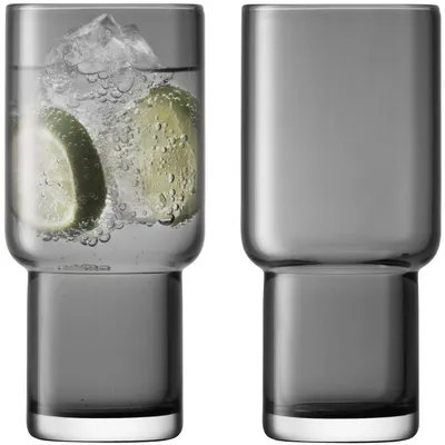 Trinkglas aus Glas, grau, 8,2 x 8,2 x 15 cm, 390 ml, 2er-Set