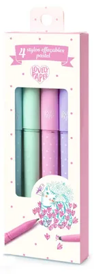 Immagine prodotto di Set di 4 penne con gomma colori pastello, Djeco