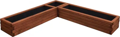 Produktbild von HolzGarden Set 3 Stück Pflanzkübel Holz 2x 80x30x40 cm + 40x30x40 cm Imprägniert Farbe Mahagoni Wetterfest Blumenkasten Blumentopf