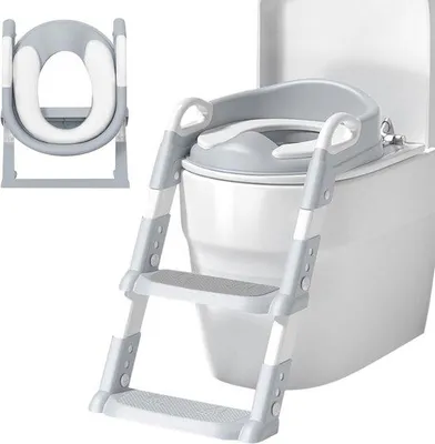 Produktbild von Famanu Toilettensitz für Kinder mit Treppe - Grau