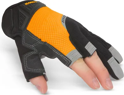 Produktbild von Arbeitshandschuhe M – 3 offene Finger – Schaumstoffhandfläche – Kunstleder – Schwarz – Herren und Damen – 1 Paar [11143M]