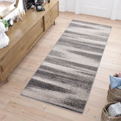 Produktbild von Läufer Teppich Meterware Flur Brücke Wohnzimmer Schlafzimmer Kurzflor Modern Design Meliert Grau  120 x 1450