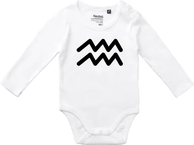 Produktbild von Huuraa Baby Body Wassermann Sternzeichen Zeichen 80 White  Baumwolle Fairtrade Langarmbody Geschenkidee
