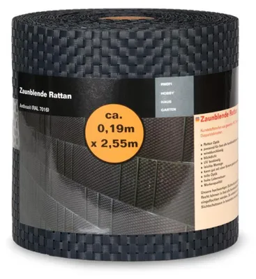 Produktbild von NOOR Sichtschutzstreifen RATTAN 19x255 cm Anthrazit - blickdichter Sichtschutz für Doppelstabmattenzaun - PVC in Rattan-Optik - UV-beständig