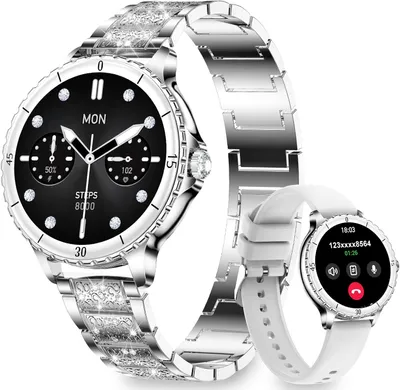 Produktbild von Damen Smartwatch mit Telefonfunktion 1,27 Zoll Rund, Bluetooth Anrufe, Herzfrequenz, SpO2, Schlafmonitor, 120+ Sportmodi, IP68 für Android iOS