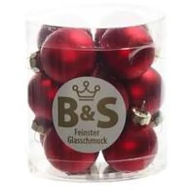 Produktbild von 12 Glas Christbaumschmuck Weihnachtskugeln 3 Ø cm rot matt
