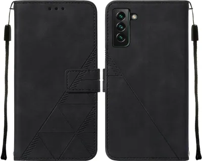 Produktbild von Galaxy S22 Plus Hülle, Schlank Prägung Flip Leder Kartenfächer Schutzhülle mit Ständer für Samsung Galaxy S22 Plus Schwarz