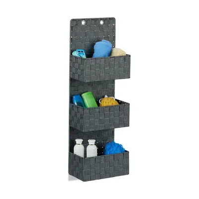 Zdjęcie produktu dla relaxdays Wiszący organizer na kosz 4,0 l szary 25,0 x 15,0 x 75,0 cm