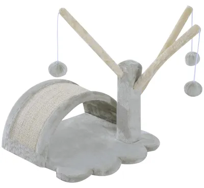 Produktbild von Kratzbaum 40 cm Kleiner Katzenturm mit Höhle, 2 Spielball, Kratzmatte, Katzenkratzbaum, Kletterbaum, für kleine & große Katzen, Hellgrau