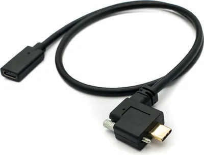Produktbild von SYSTEM-S USB 3.1 Kabel 60 cm Typ C Stecker zu Buchse Schraube Winkel in Schwarz