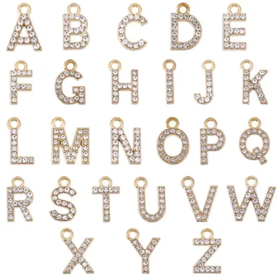 26er-Set Goldene Diamant-Buchstaben-Anhänger A-Z für Schmuck