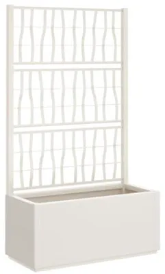 Produktbild von Rankpflanzgefäß mit Rankgitter 80x36x140 cm - Weißes Polypropylen für den Außenbereich