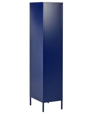 Produktbild von BELIANI Metallschrank Blau Stahl 185cm Hoch Modern mit Abschließbarer Tür Kleiderstange 2 Türhaken 5 Fächern Wohnzimmer Schlafzimmer Flur Büro Archiv