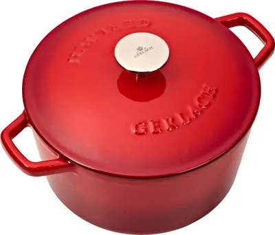 Zdjęcie produktu dla Gerlach garnek żeliwny z pokrywką. NATUR 21 cm 3 l czerwony