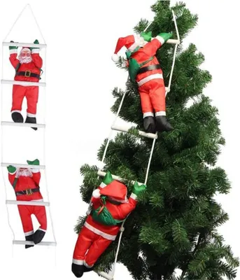 Produktbild von Orgrimmar 2 Weihnachtsmann, der auf einer Strickleiter klettert, Weihnachtsschmuck für Weihnachtsbaum, Party, Haustür, Wanddekoration