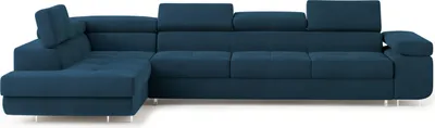 Produktbild von Masseno Ecksofa VICENTE mit Schlaffunktion L-Form, Sofa mit Bettkasten, Wohnzimmersofa, Couch, Soffa, Bettsofa, Couchgarnitur- Blau, MONOLITH 77