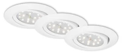 Immagine prodotto di Lampada da incasso a LED, set da 3, orientabile, 3 W, metallo bianco, 3000 K, Ø 8,2 cm Briloner